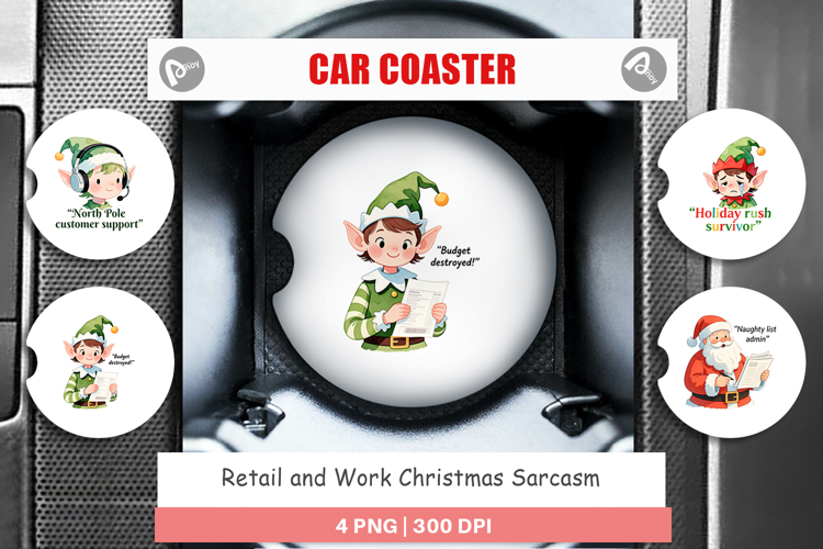 Car Coaster Retail and Work Christmas Sarcasm Quotes