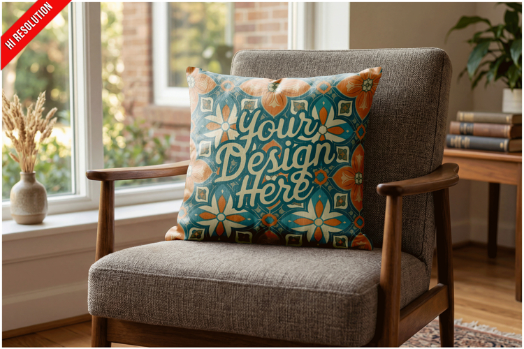 Square Pillow In Modern Armchair