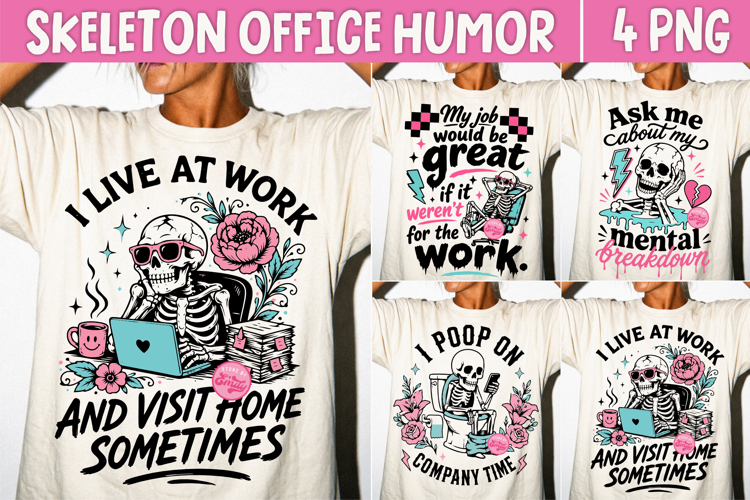 Funny Office Humor PNG, Sarcastic Coworker Skeleton