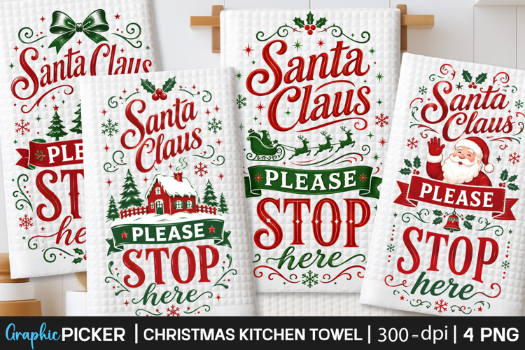 Christmas Kitchen Towel Sublimation, Vintage Christmas PNG