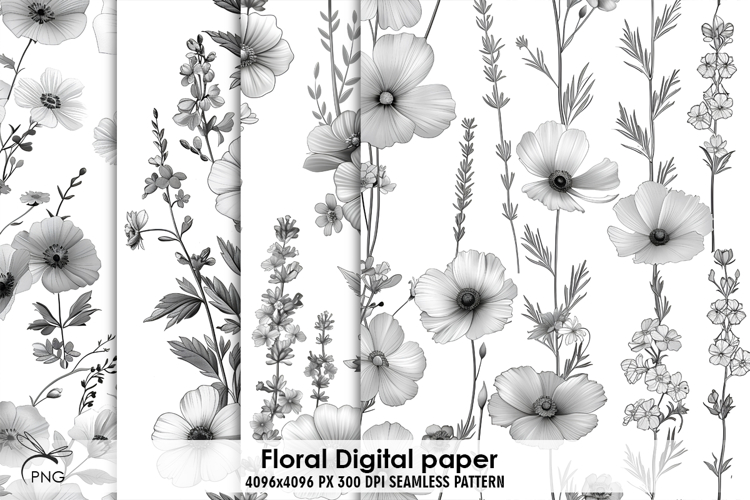 Floral digital paper, background clipart