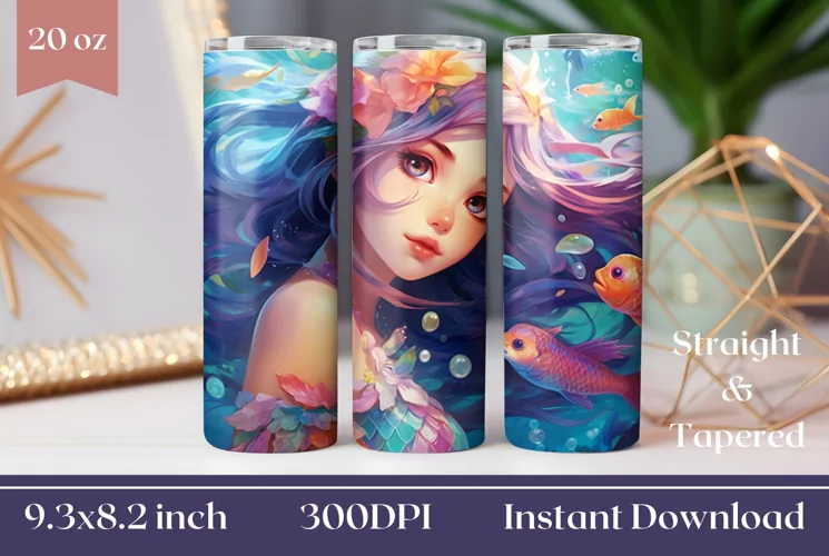 Little Mermaid Sublimation Design, Mermaid Tumbler Wrap