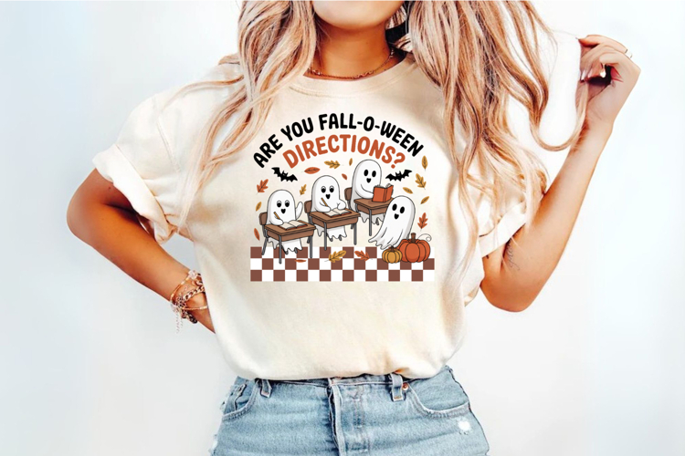 Retro Halloween Ghost Teacher Sublimation PNG