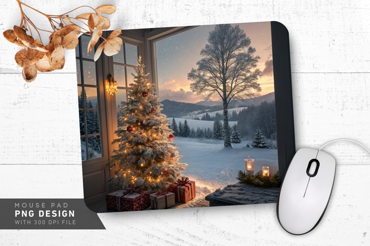 Christmas Glow and Snowy Bliss Mouse Pad PNG Design example image 1