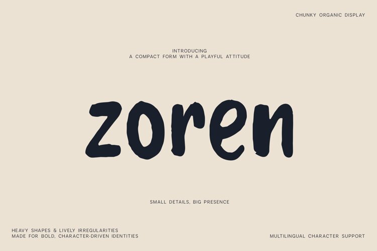 Zoren Chunky Organic Display Font example image 1