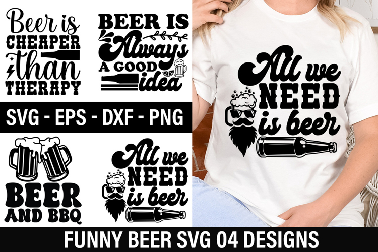 Funny Beer SVG Design - Beer is cheaper than therapy