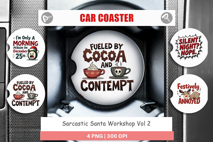 Santas Workshop Quotes Car Coaster