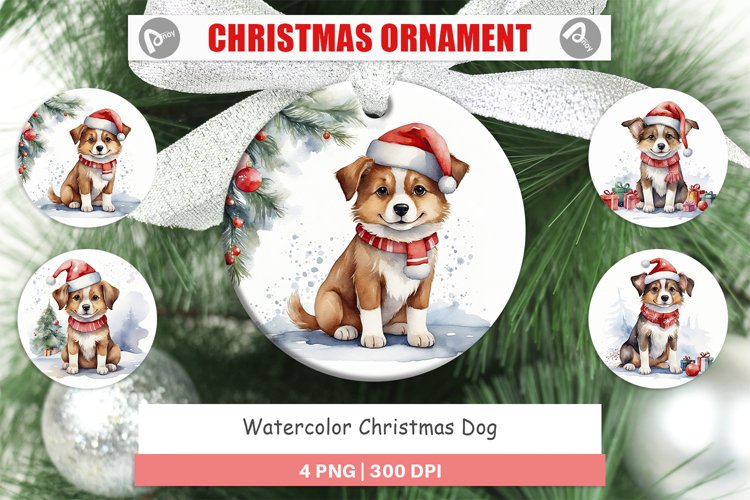 Christmas Ornaments Watercolor Christmas Dog