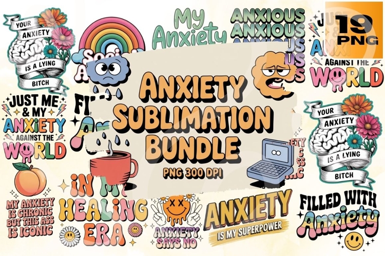 Anxiously Iconic Funny & Relatable Anxiety Quotes PNG Pack