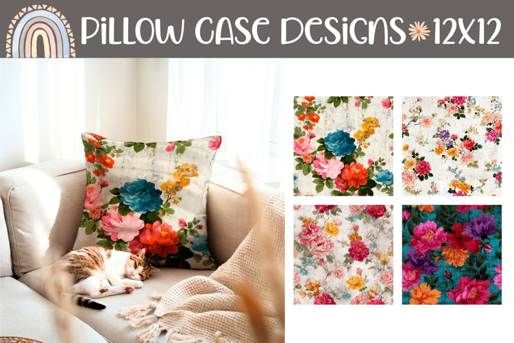 Vintage Flowers Pillow Designs, Cute Flowers Pillowcase PNG