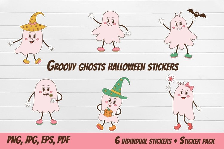 Groovy ghosts halloween stickers