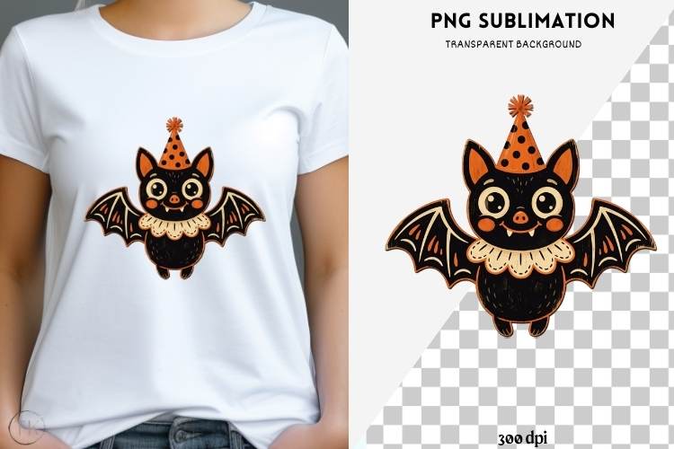 Vintage folk-art halloween png design for T-shirts