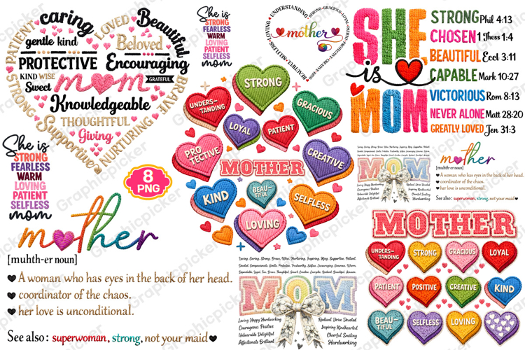 Mothers Day PNG, She is Mom PNG, Faux Yarn Mama PNG, Mother