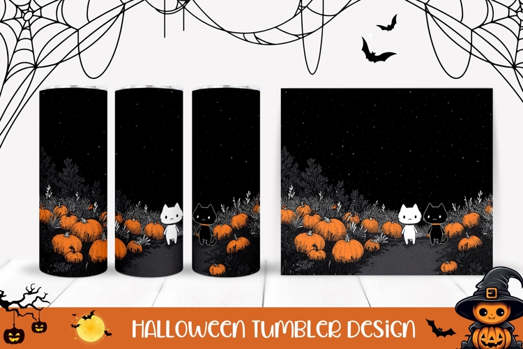 Cute Halloween Cats Tumbler, Halloween Pumpkins Tumbler Wrap