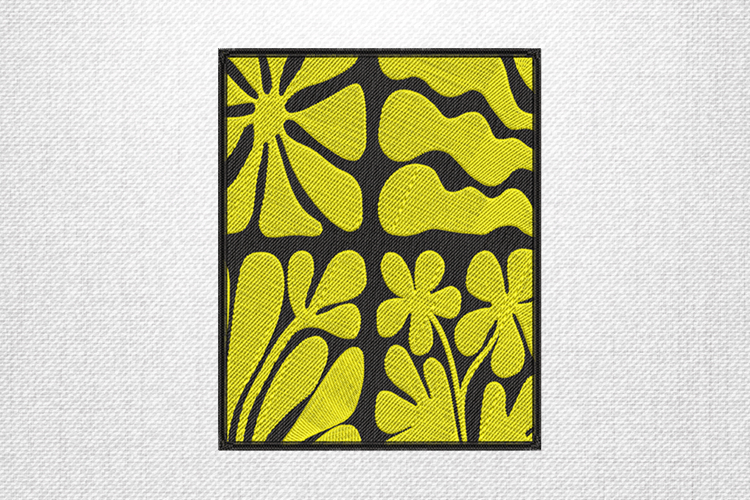 Bold Yellow Floral Abstract Embroidery Design