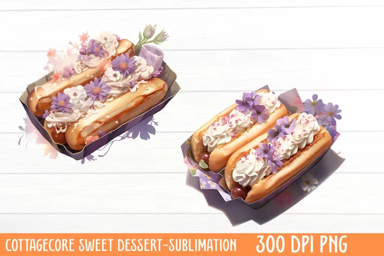 Cottagecore Sweet Dessert Sublimation, Watercolor Clipart