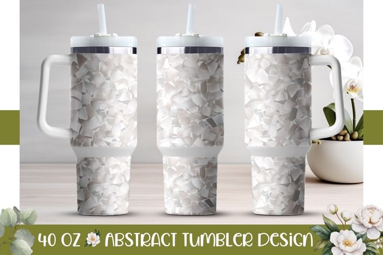 White Tumbler Template, White Glitter 40 Oz Tumbler Print