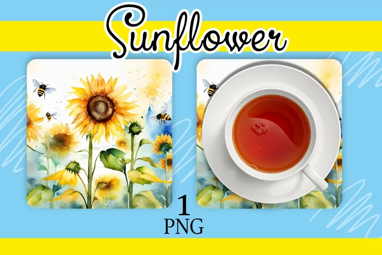 watercolor sunflowers, a stand for hot