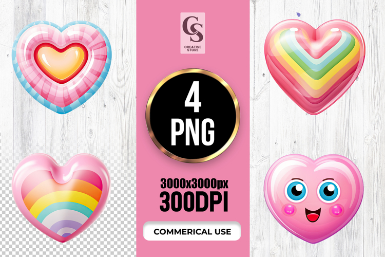 Cute Rainbow Heart Illustration Clipart Sublimation PNG