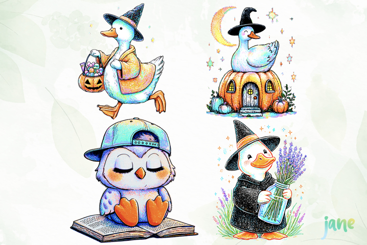 Pastel Witchy Goose Clipart Sublimation