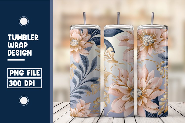 3D Flower Tumbler Wrap Design