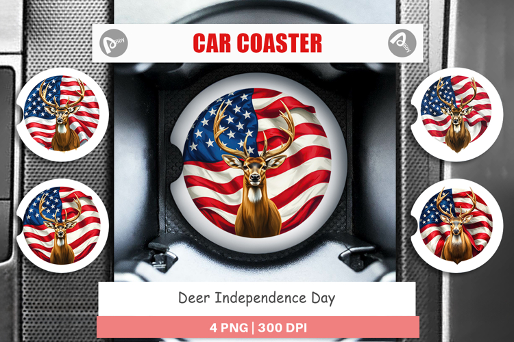 Car Coaster Deer 4th of July