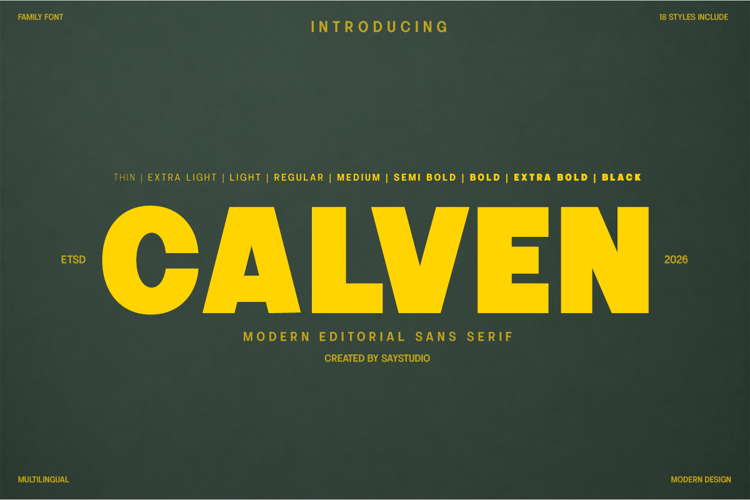 Calven - Family Modern Sans Serif Font