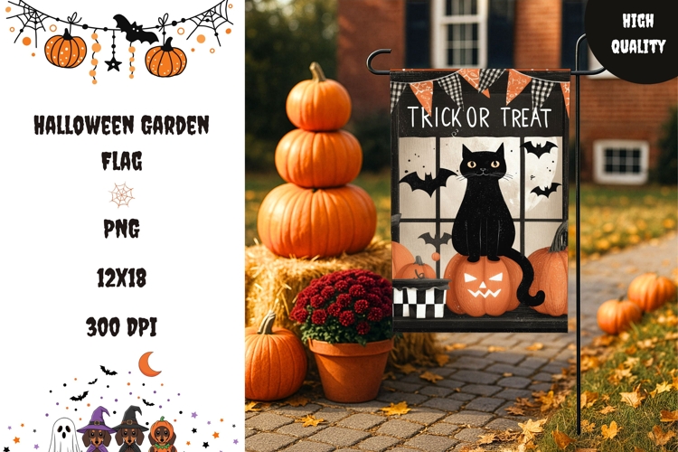 Trick Or Treat Garden Flag, Cartoon Halloween Garden Flag