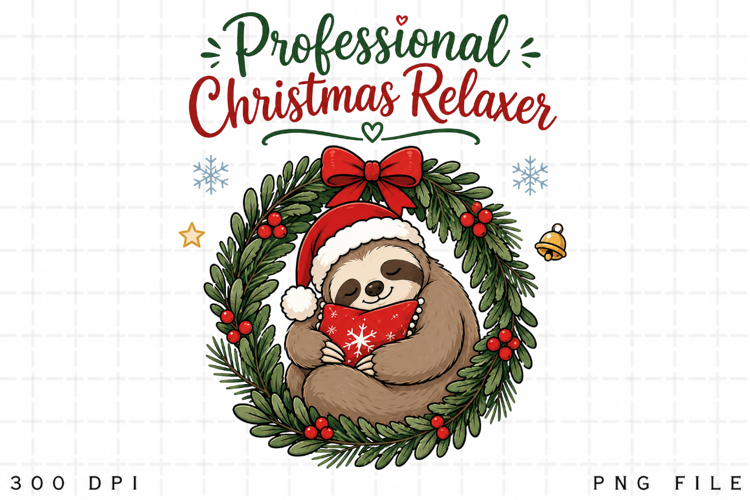 Professional Christmas Relaxer PNG, Funny Sloth Christmas