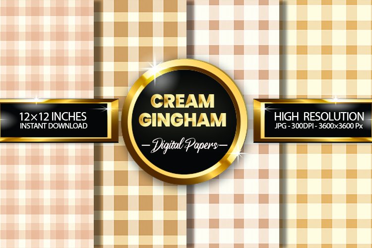Cream Gingham Digital Papers - 04 Variations