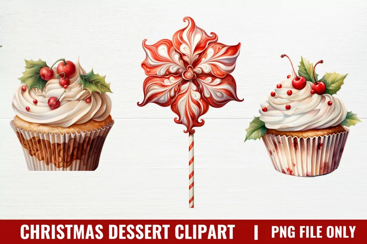 Christmas Dessert Clipart Sublimation, Dessert Clipart
