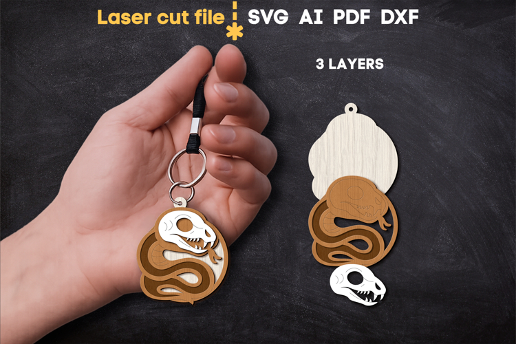 Halloween Snake Keychain SVG laser cut files for Glowforge