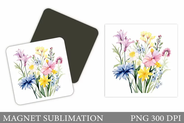Wildflowers Magnet. Flowers Magnet Sublimation