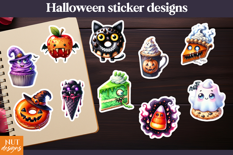 Cute Kawaii Halloween desserts Stickers Halloween stickers