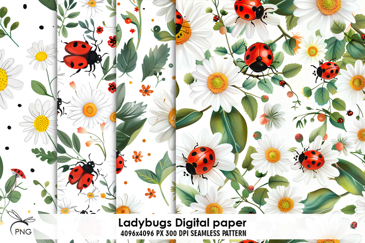 Ladybugs digital paper, background clipart