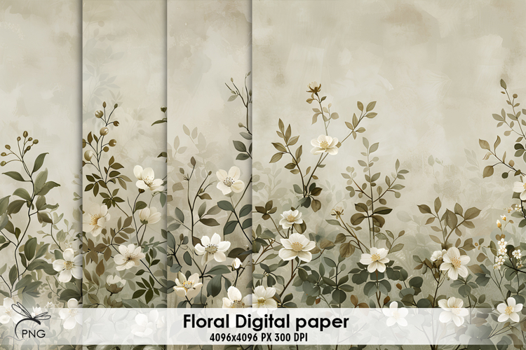 Floral digital paper, background clipart