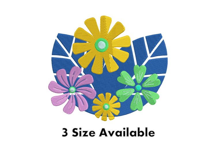 Playful Retro Floral Embroidery Design