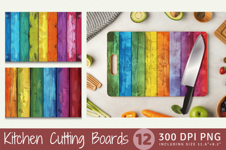 Rainbow Wooden Cutting Boards sublimation Design