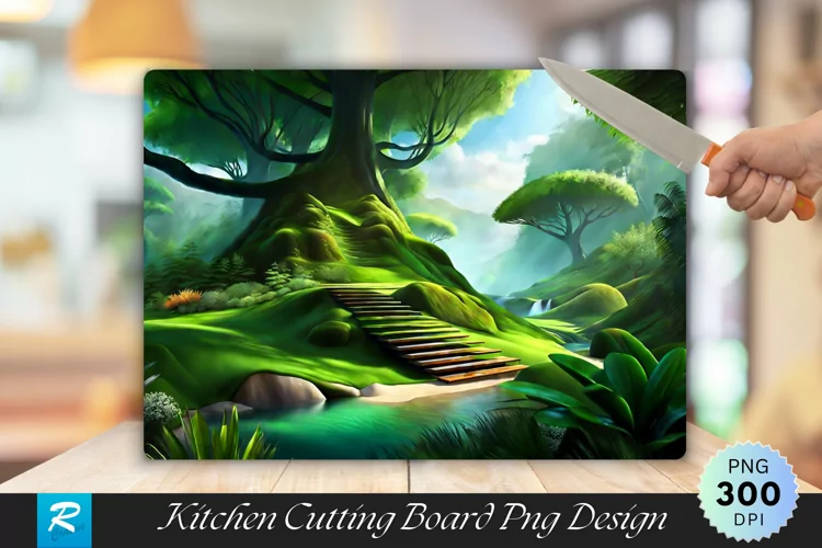 3D Nature Cutting Board Sublimation Design