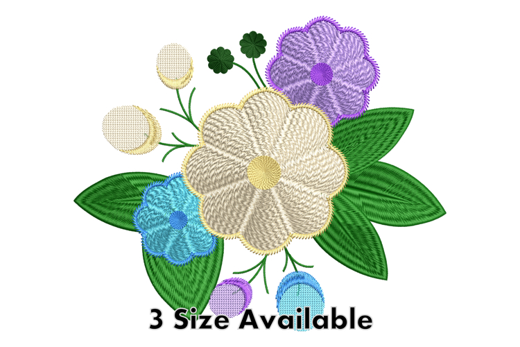 Colorful Floral Bouquet Embroidery Design for Machine