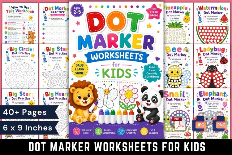 Dot Marker Worksheets for Kids example image 1