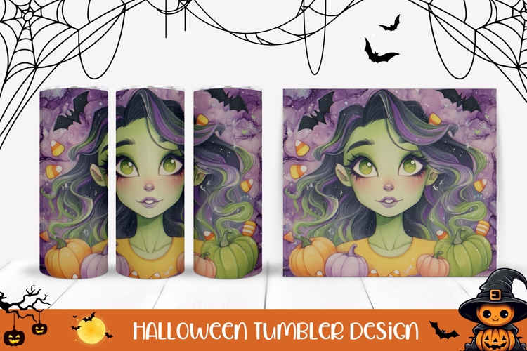 Art Halloween Witch Tumbler, Cartoon Halloween Witch PNG