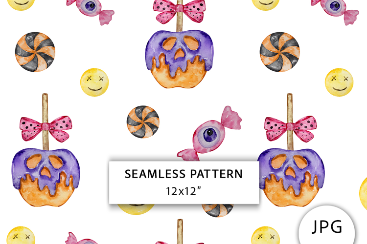 Watercolor Halloween Seamless Pattern