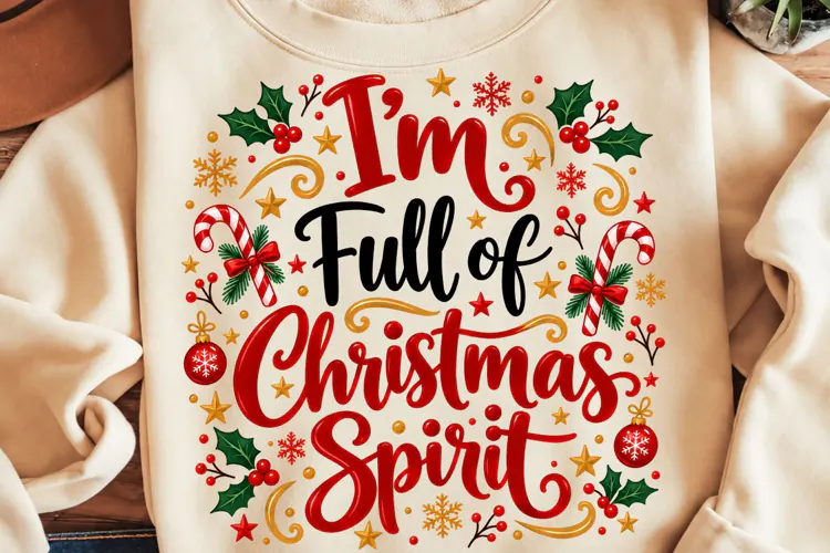 I'm Full Of Christmas Spirit PNG, Trending Christmas PNG