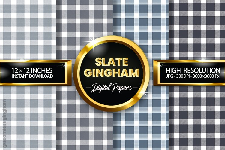 Slate Gingham Digital Papers 04 Variations example image 1