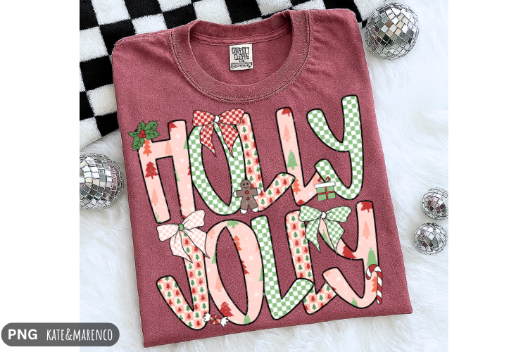 Holly Jolly PNG | Preppy Christmas Coquette Sublimation