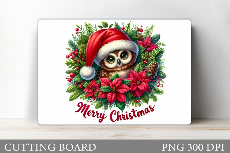 Christmas Owl Cutting Board. Christmas Cutting Board example image 1