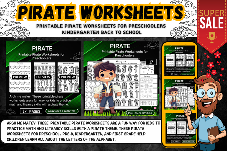 Printable Pirate for Preschoolers activities worksheets