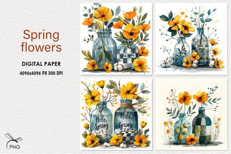 FLowers digital paper, background clipart