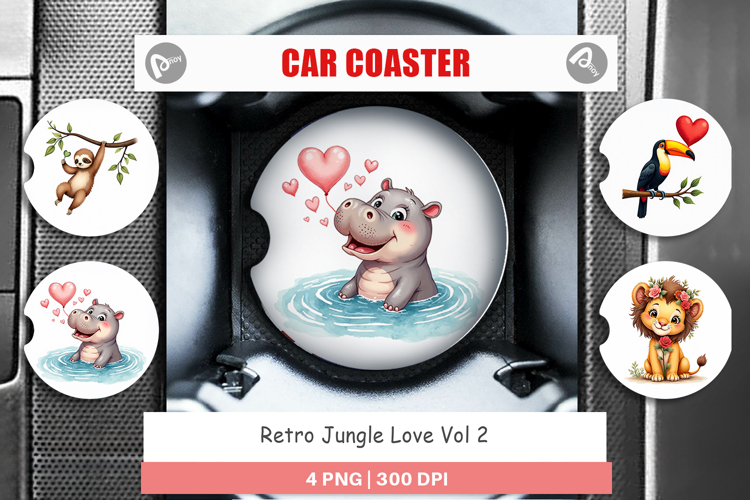 Jungle Love Valentine Car Coaster
